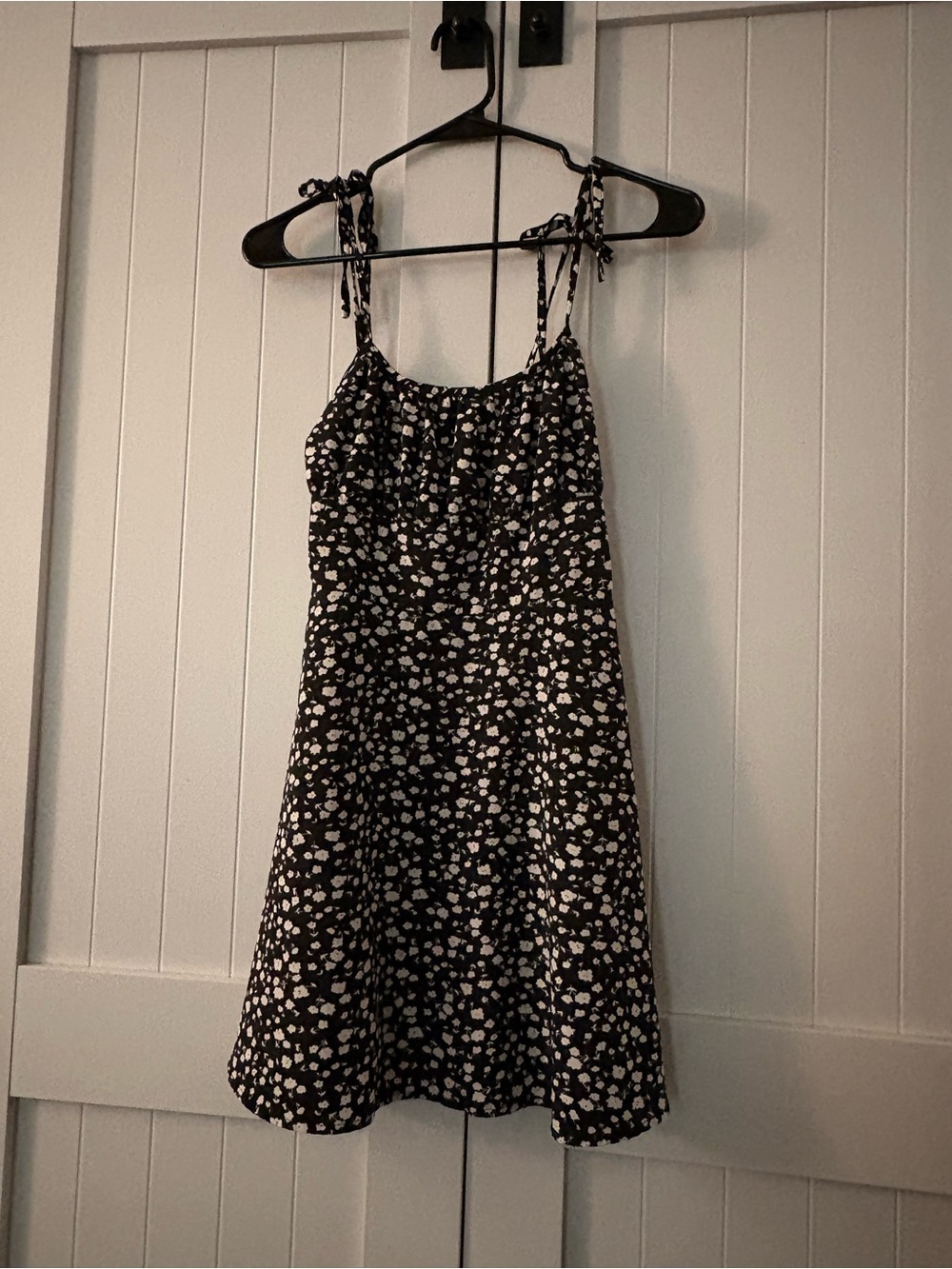 Kids Black Floral Tie-Shoulder Sundress